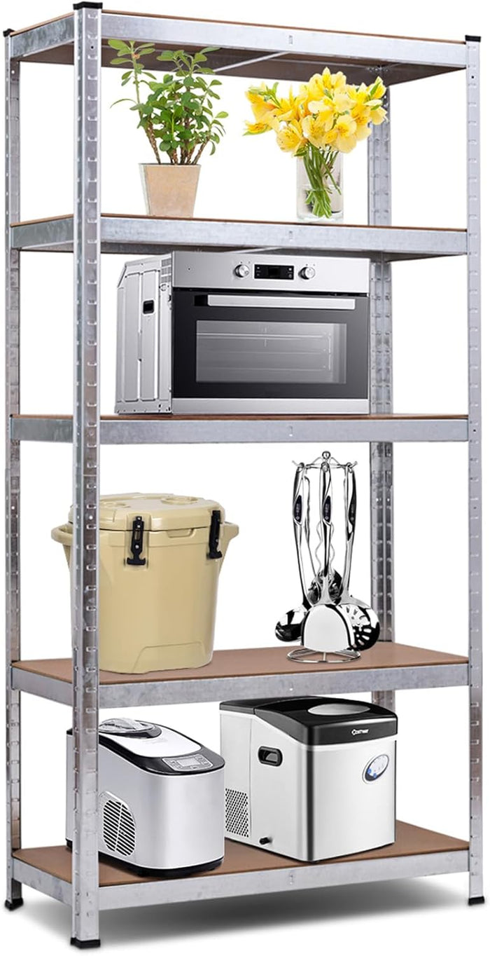 Scaffale per Garage, Scaffalatura a 5 Ripiani, Capacità 175kg Ogni Ripiano, Struttura Acciaio Resistente, 180x90x40cm