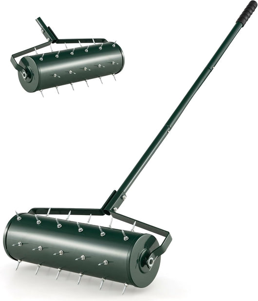 Arieggiatore Giardino 44/53 CM, Arieggiatore da Prato con Manico Rimovibile e Punte per Allentamento del Terreno, Arieggiatore Manuale per Prato, Giardino e Cortile (53 x 130 cm Verde)