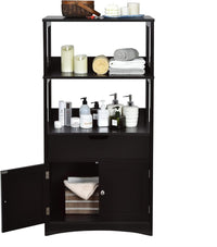 Armadietto del bagno con cassetto e mensola, armadio con 2 mensole aperte e 2 ante, armadietto per cucina, ingresso, salone e camera da letto, armadietto in legno (nero)