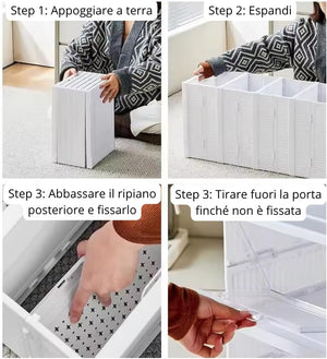 Scarpiera Salvaspazio Slim Pieghevole con 6 Ripiani Facile da Montare e Compatta, Organizer Portascarpe con 6 Contenitori per Scarpe e Ciabatte