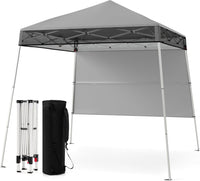 Gazebo Pop-up da Esterno 182 x 182 cm, Gazebo Pieghevole con 1 Parete Laterale, Gambe Inclinabili Regolabili e 4 Picchetti, Tendone Impermeabile per Feste, Campeggio e Picnic (Grigio)