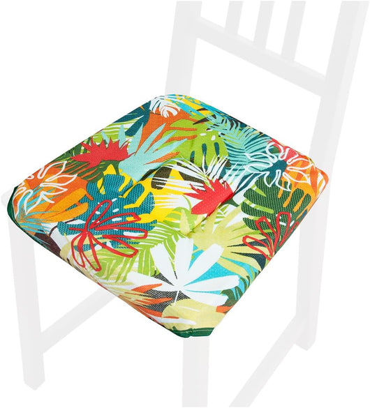 Set 6 Cuscini Sedia Cotone Con Alette Lavabili Morbidi Universali Coprisedia Moderno Palme Colorate