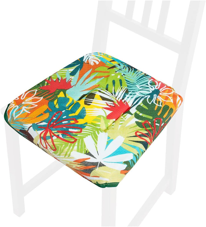 Set 6 Cuscini Sedia Cotone Con Alette Lavabili Morbidi Universali Coprisedia Moderno Palme Colorate