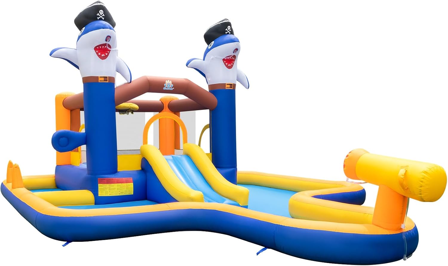 Castello Gonfiabile, Casa Gonfiabile con Scivolo, Piscina， Trampolino e Cannone d'Acqua, per Bambini di 3-10 Anni, 578 x 408 x 250 cm