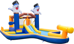 Castello Gonfiabile, Casa Gonfiabile con Scivolo, Piscina， Trampolino e Cannone d'Acqua, per Bambini di 3-10 Anni, 578 x 408 x 250 cm