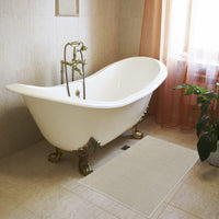 Tappeto Bagno Confortevole Scendiletto 55x110 cm Morbido Antiscivolo Pelo Lungo Beige