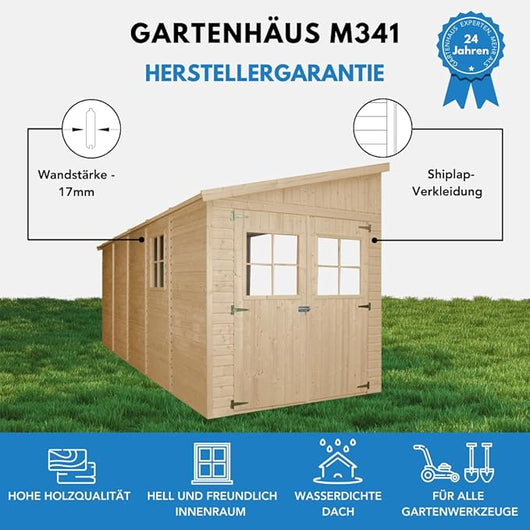 Casa da giardino in legno (senza parete laterale) - 9,91 m?² - TIMBELA M341