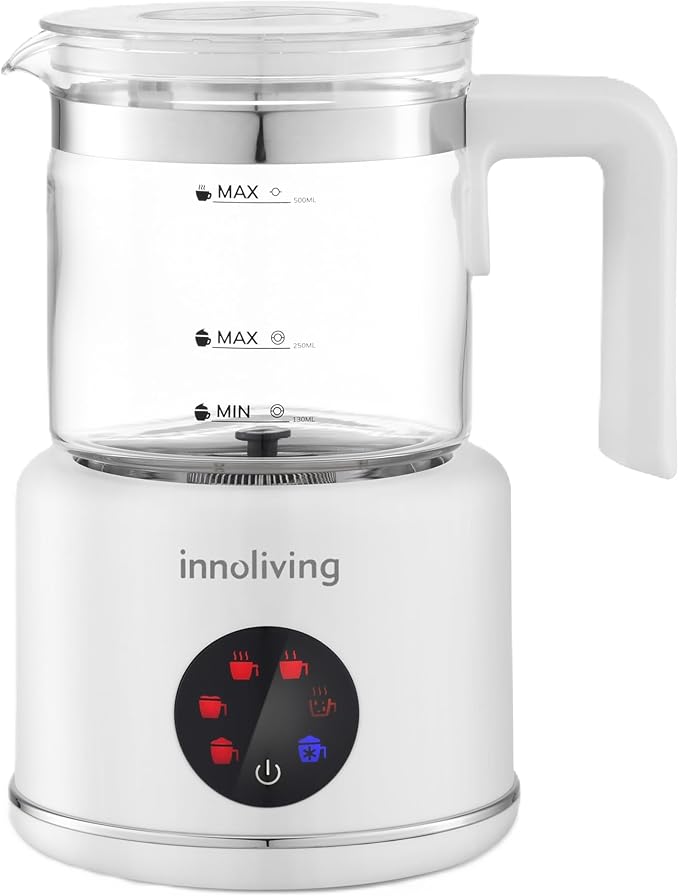 Innoliving Montalatte Elettrico INN-786, Capacità 350ml, Funzione Schiuma Calda e Fredda, Rivestimento Antiaderente, Design Compatto, Facile da Pulire, Ideale per Cappuccini e Bevande Calde