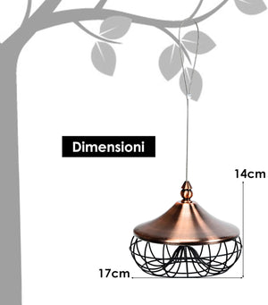 Mangiatoia Uccelli per Giardino da Appendere, Interno e Esterno, in Plastica e Acciaio Inox, Forma di Lampada, 17x17x14cm