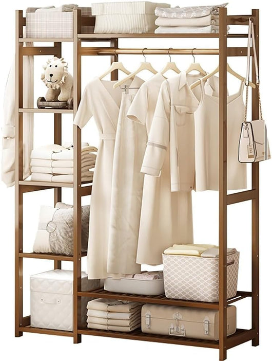 Appendiabiti in bambù, Appendiabiti con 5 Ripiani, Appendiabiti indipendenti, Appendiabiti per riporre Abiti, Scarpe, Cappelli, carico Massimo 100 kg