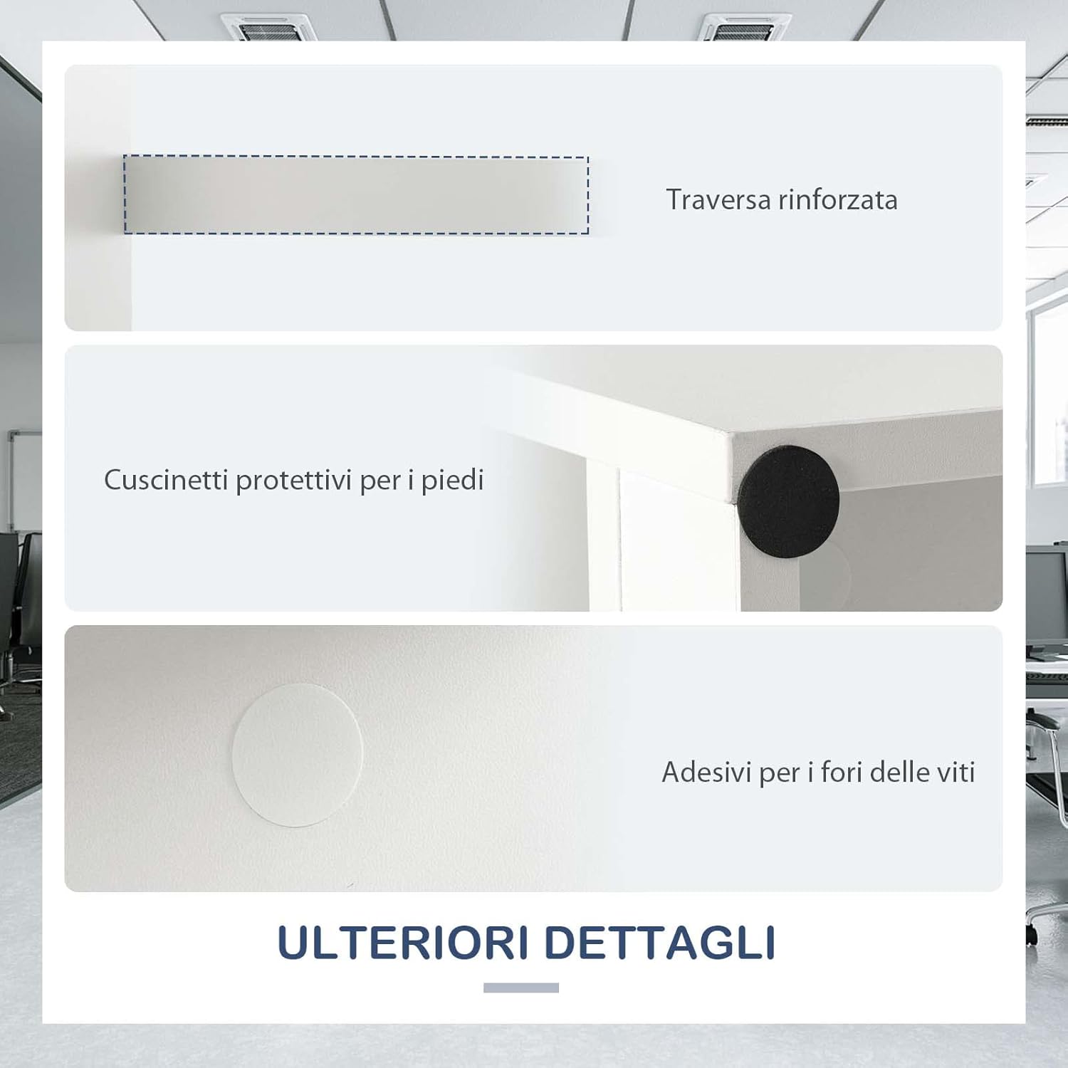 Scrivania per Computer con 4 Cassetti, Scrivania Porta PC in Legno con Ampio Piano, Scrivania Moderna e Semplice per Casa, Ufficio e Studio, Portata 95 kg, 110 x 60 x 76 cm, Bianco