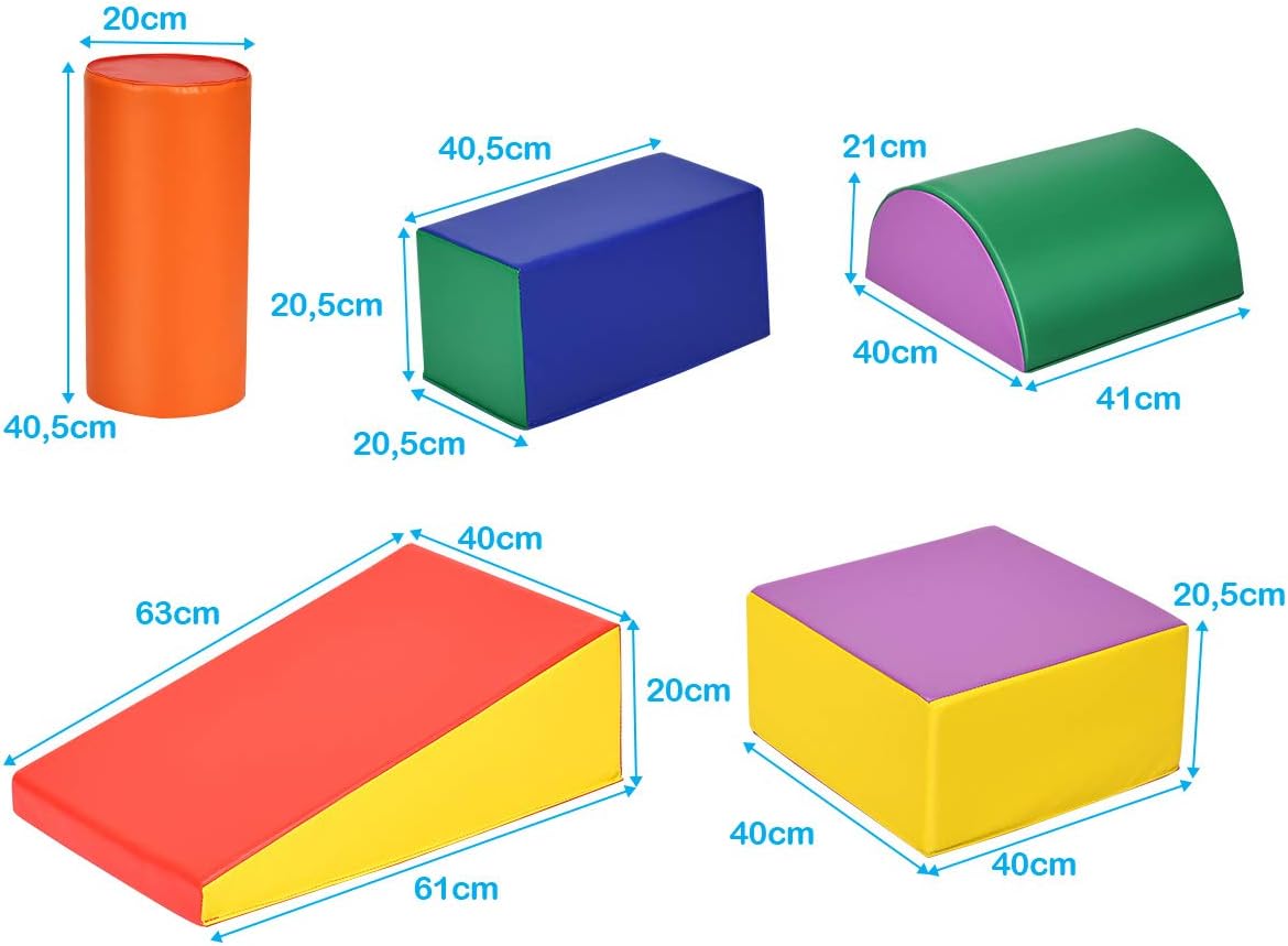 Set di 5 Blocchi con Diverse Forme e Colori, Giocattolo per Arrampicata e Strisciamento, Aiuta i Bambini a Crescere (Stile 1)