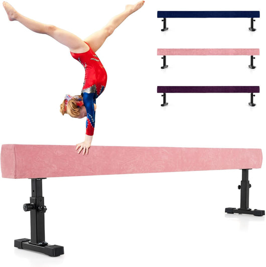 Trave Ginnastica Artistica per Casa Regolabile 226 cm, Trave di Equilibrio con Ruote e 3 Altezze Regolabili e Gambe Robuste per Principianti e Professionisti
