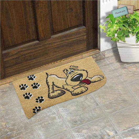 Zerbino Cocco 40x75 cm CANE Retro Gomma Antiscivolo Tappeto Moderno Porta Ingresso Entrata