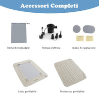 Letto Gonfiabile per Bambini in Viaggio, Set di Materasso Ad Aria Portatile con Pompa Elettrica, Letto Gonfiabile con Barriere Laterali Alte, 165x118x20 cm, Carico150 kg (Grigio)