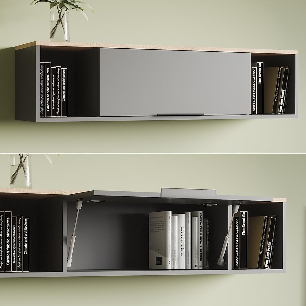 Scaffale a muro Betti, Antracite/Sonoma, 120 x 30 cm