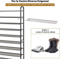 Scarpiera a 10 Ripiani Rimovibile, Organizzatore per Scarpe da 50 Paia, Struttura in Metallo, Ampia Capacità per Ingresso Soggiorno Camera da Letto, 66x29x152 cm