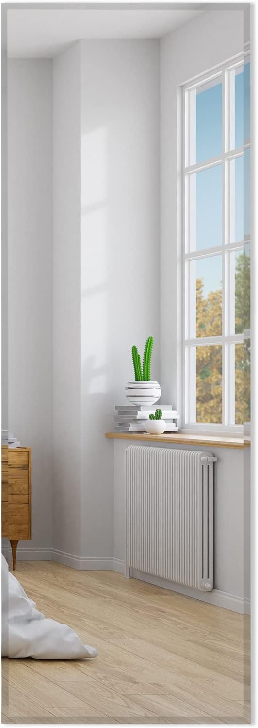 Specchio da Parete 110 x 38 cm, Specchio Rettangolare Montato a Parete, Specchio a Figura Intera per Guardaroba Corridoio Soggiorno