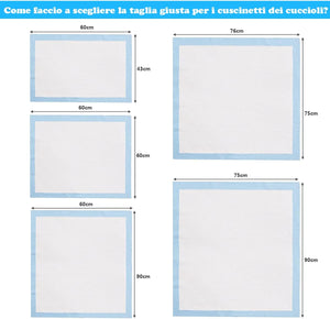 Tappetini Igienici Grandi per Animali, Traverse Animali a 5 Strati, Assorbe Bene Senza Perdite (60 x 60 cm 100 Pezzi)