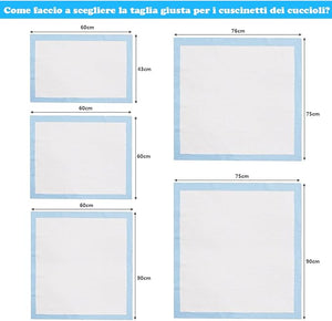 Tappetini Igienici Grandi per Animali, Traverse Animali a 5 Strati, Assorbe Bene Senza Perdite (75 x 75 cm 150 Pezzi)