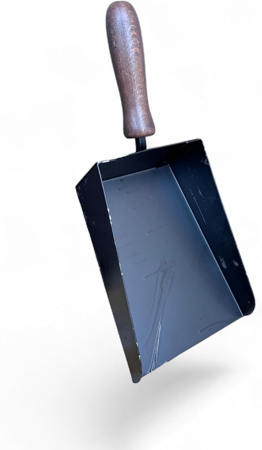 Paletta in Ferro Battuto per Camino e Stufa, Nero, con Manico in Legno, 36x15x2 cm