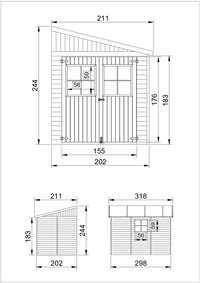Casa da giardino in legno (senza parete laterale) - 6 m?² - TIMBELA M339+M339G