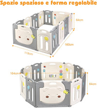 Recinto per Bambini da Giocare, Box Pieghevole Centro di Attività per Bambini, Porta con Chiusura e Giocattoli, Ecologico, da Interni ed Esterni (12Pannelli)