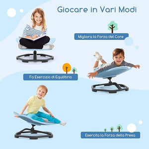 Sedia Girevole a 360° per Bambini, Sedia Sensoriale con Base in Metallo Antiscivolo per Allenare la Coordinazione Fisica e l'Equilibrio, Giocattolo per Cameretta (Blu,Elefante)