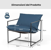 Set di 2 Sedie da Giardino, Poltrone da Esterno con Cuscini, Tessuto per Seduta e Telaio Metallico Robusto, Set di 2 Sedie in Tessuto Textilene, Portata 150 kg, per Giardino, Balcone