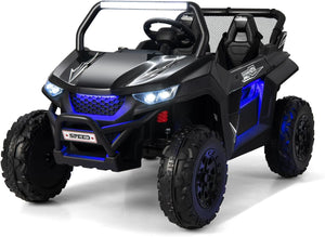 12V Auto Elettrico per Bambini, Macchina Fuoristrada a 2 Posti, Macchina Elettrica con Luci Suoni, Regalo per Bambini 3-8 Anni, 118x74x71 cm (Nero)