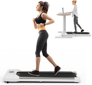 Tapis Roulant Elettrico senza Manubrio, Tapis Roulant sotto Scrivania con Portata di 120 kg, Telecomando e Display LED, Tapis Roulant per Camminare e Correre da Casa e Ufficio