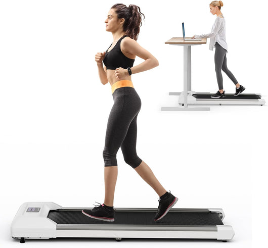 Tapis Roulant Elettrico senza Manubrio, Tapis Roulant sotto Scrivania con Portata di 120 kg, Telecomando e Display LED, Tapis Roulant per Camminare e Correre da Casa e Ufficio