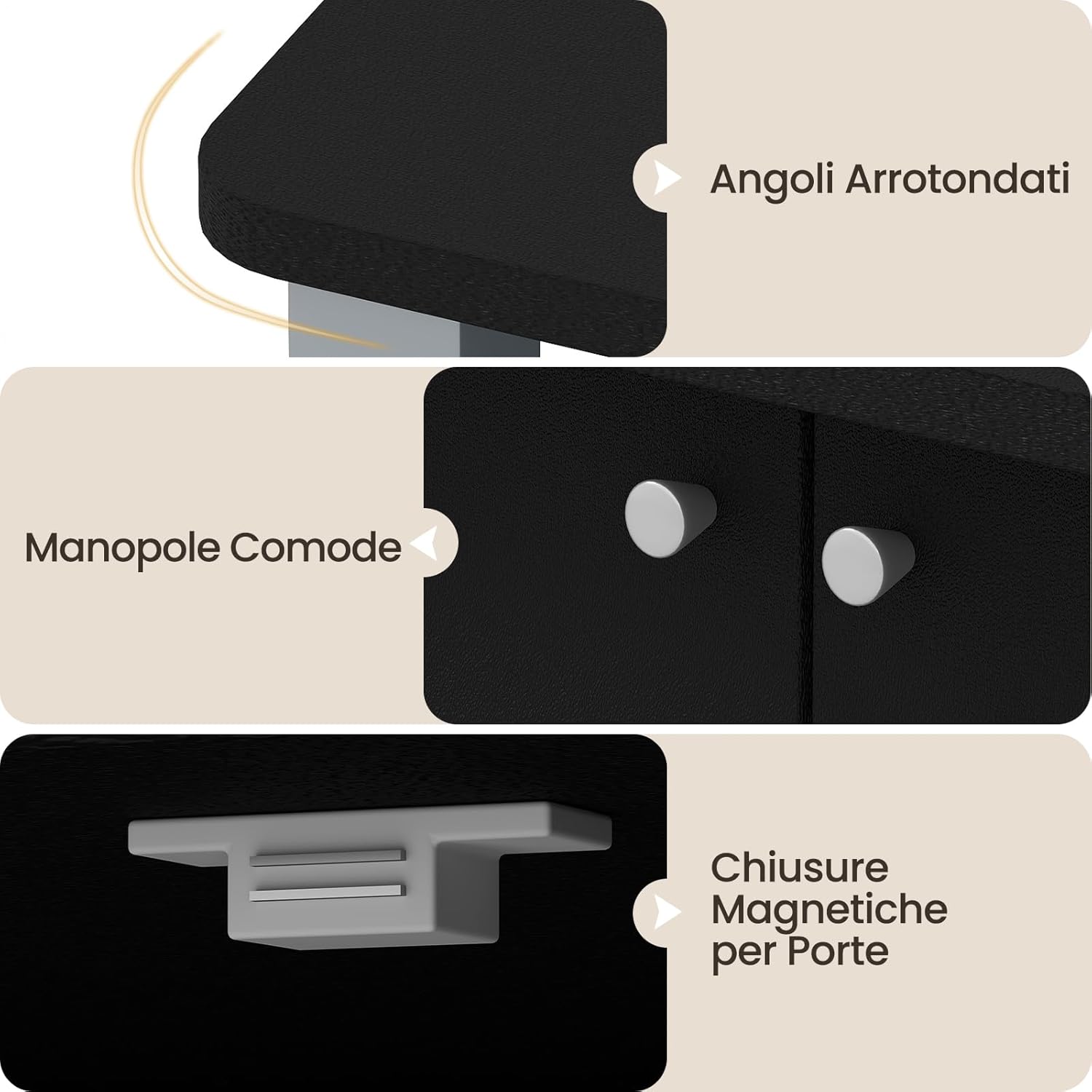 Scaffale da Cucina per Microonde Carrello, con Ruote e 2 Ante, Multifunzionale e Movimento Flessibile, 60x40x98 cm MDF, plastica (Nero)