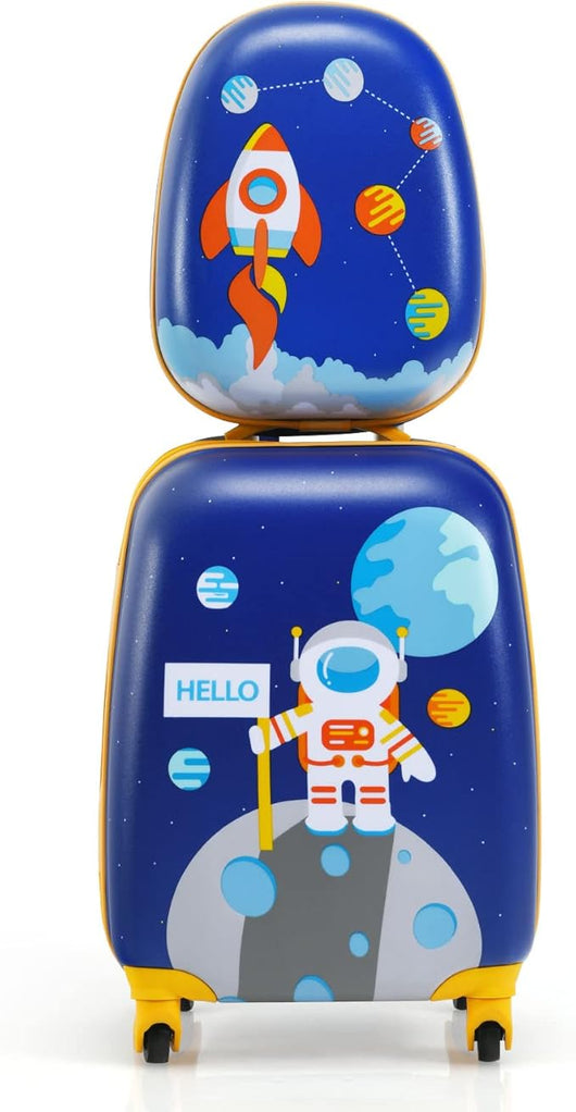 Set di Valigia per Bambini, 16" Valigia+ 12" Zaino, 2 Pezzi, con Ruote Girevoli a 360° e Maniglia Retrattile, Ideale per Viaggiare in Modo Comodo e Divertente (Modello 9)