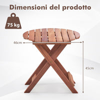 Tavolino Laterale da Giardino in Legno, Tavolino Pieghevole con Piano Traforato e Maniglia Sollevabile, Tavolino da Caffè per Interni ed Esterni con Manico per Casa, Piscina, Patio(Modello 1)