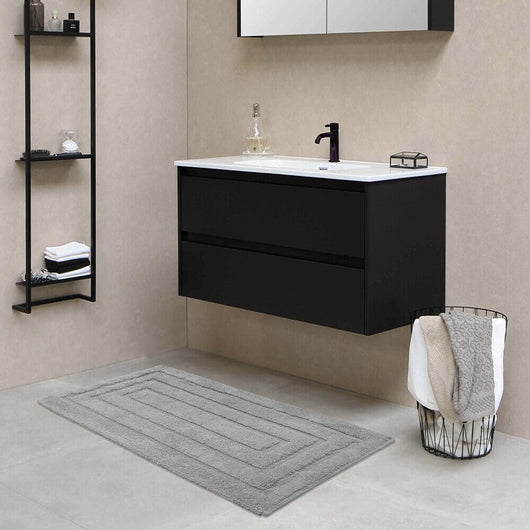 Tappeto Bagno 50x80 cm Puro Cotone Elegante Lussuoso Morbido Scendiletto Antiscivolo Grigio