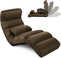 Sedia Pieghevole da Pavimento Portatile, Divano Imbottito, Regolabile in 5 Posizioni, Supporto per la Schiena, Ideale per Rilassarsi Leggere (Marrone)