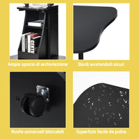 Carrello Porta Computer, Altezza Regolabile, Postazione da Lavoro con Ruote, carretto Porta Computer e Scrivania con Superficie Girevole,Ideale per Casa e Ufficio