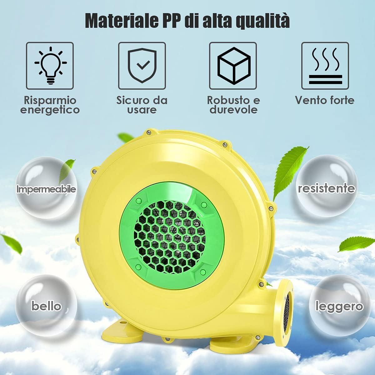 Ventilatore di Aria del Castello Gonfiabile, Soffiatore per Giochi Gonfiabili con Cavo di Alimentazione, per Castello Gonfiabile, Scivolo Acquatico e Giochi Gonfiabili (380W)