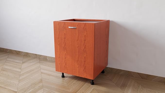 Mobile Base 60 Compreso Di Anta, H 72 Cm L 60 Cm P 55,5 Cm, Spedizione In Kit Ciliegio