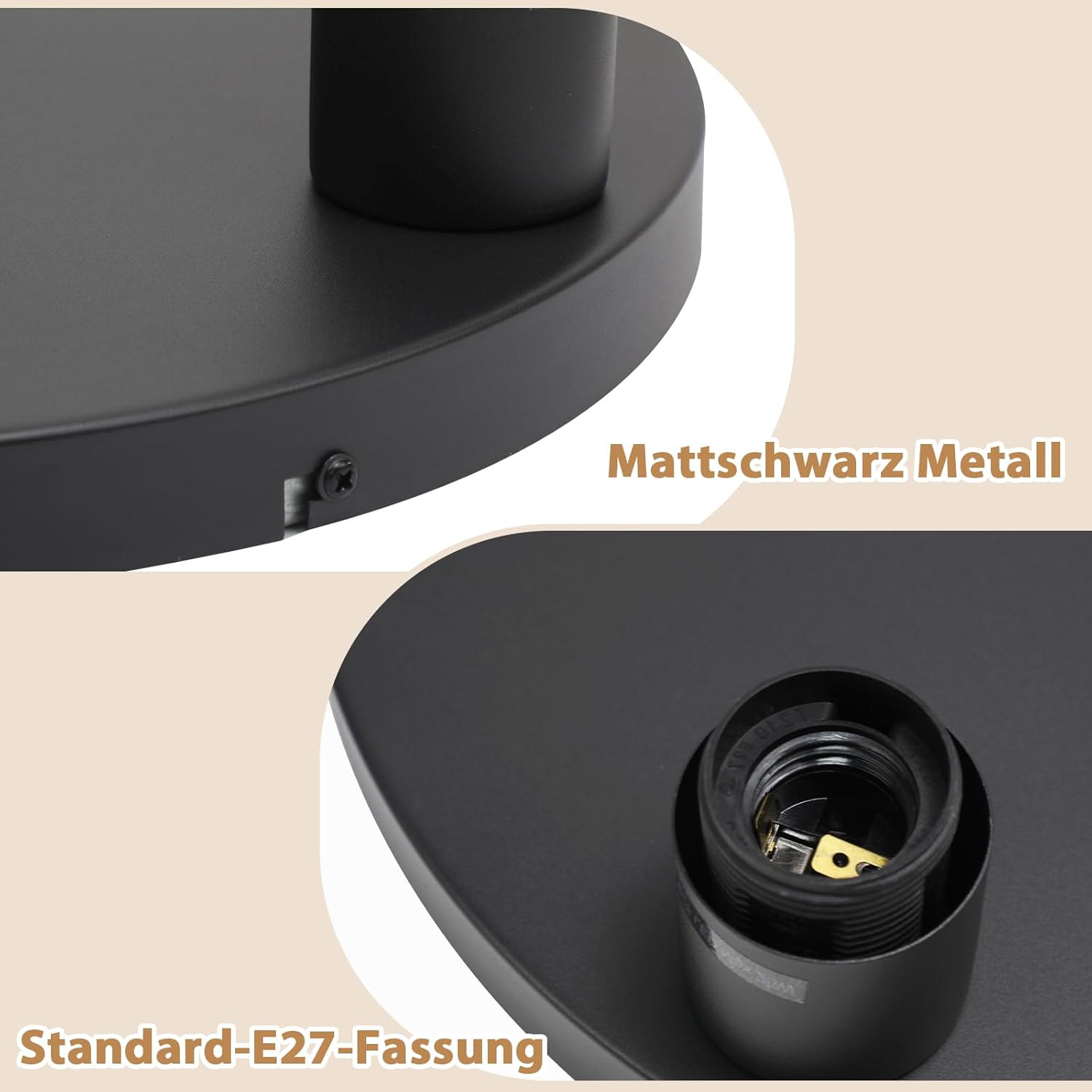 ZMH Lampada da soffitto vintage nera 3 luci E27 senza lampadine