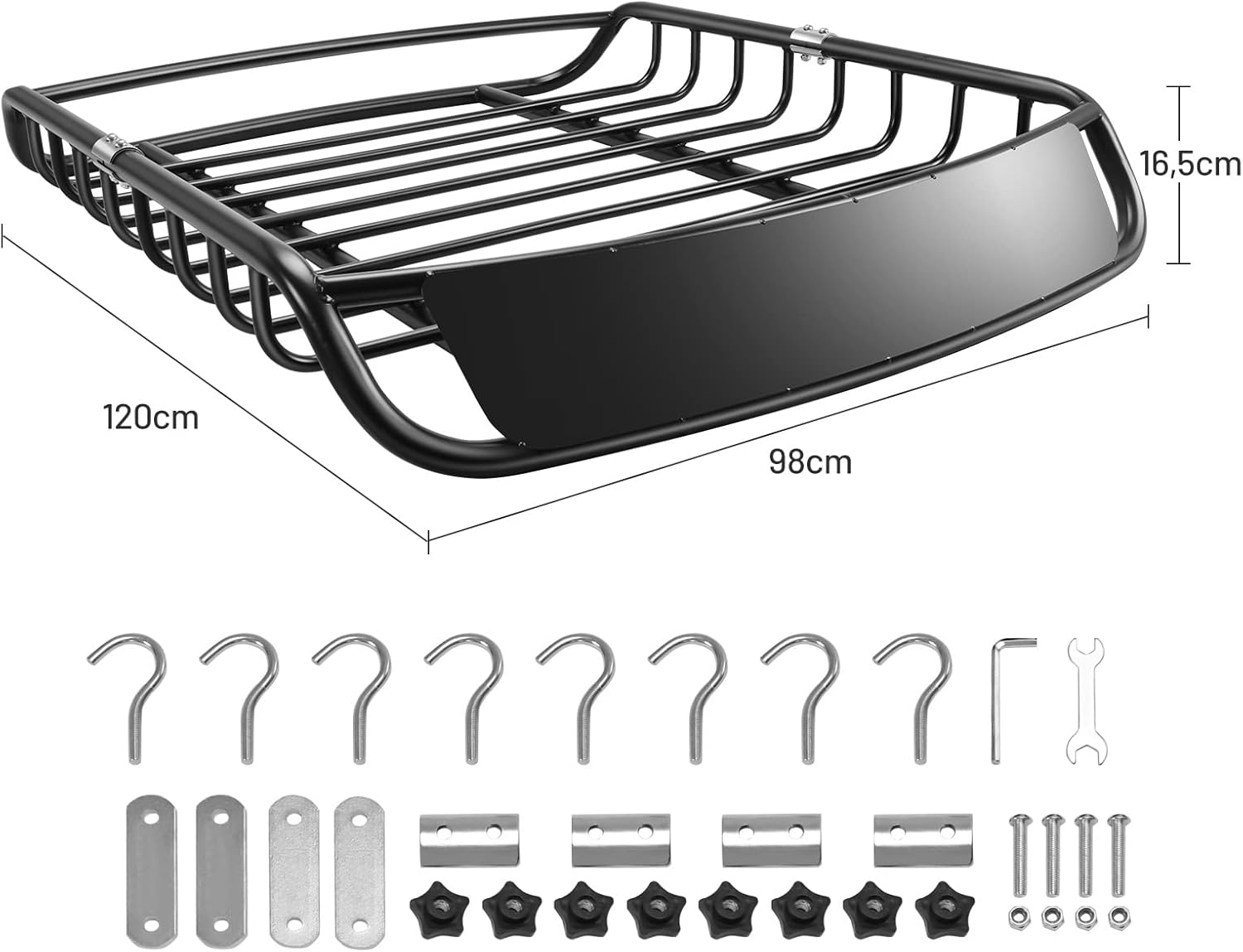 Portapacchi da Tetto Universale, Bagagliera Portabagagli Auto Tetto Portata 110kg, Nero, 120 X 98 X 16,5 cm (Nero, stile 1)