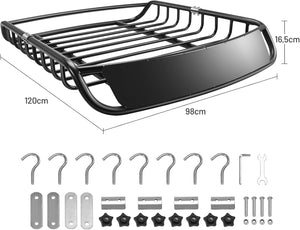 Portapacchi da Tetto Universale, Bagagliera Portabagagli Auto Tetto Portata 110kg, Nero, 120 X 98 X 16,5 cm (Nero, stile 1)