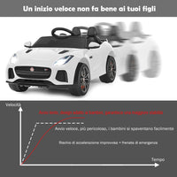 Jaguar Auto Elettrico 12 V per Bambini, Macchina Elettrica con Telecomando, con Luci Musica Storia, Avvio Lento, Velocit¨¤ 3-5 km/h (Bianco)