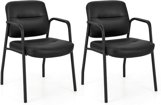 Set di 2 Sedie da Sala d'Attesa Imbottite, Sedie da Conferenza con Braccioli, con Gambe in Metallo, Sedie da Ufficio Portata 160 kg, 58 x 56 x 81 cm