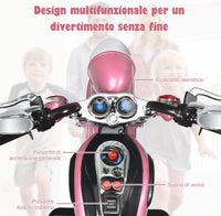 6V Moto Elettriche per Bambini, Moto Cavalcabile Marcia Avanti e Indietro, Portanza di Peso 30kg (Rosa Chiaro)