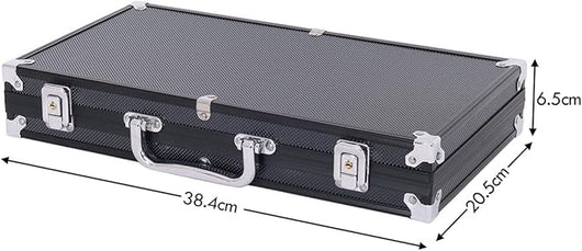 Poker Chips, Set da Poker con 300 Chips, Incluse 2 Carte da Poker 5 Dadi 1 Pulsante, Valigetta in Alluminio, Due Colori Disponibili (Nero)