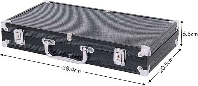 Poker Chips, Set da Poker con 300 Chips, Incluse 2 Carte da Poker 5 Dadi 1 Pulsante, Valigetta in Alluminio, Due Colori Disponibili (Nero)