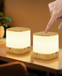 ZMH Lampada da tavolo LED wireless effetto legno touch dimmerabile USB ricaricabile 1800mAh 3 temperature colore