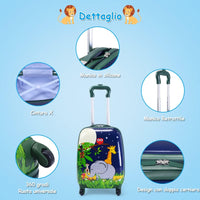 Set di Valigia per Bambini, 16" Valigia+ 12" Zaino, 2 Pezzi, con Ruote Girevoli a 360° e Maniglia Retrattile, Ideale per Viaggiare in Modo Comodo e Divertente (Modello 1)